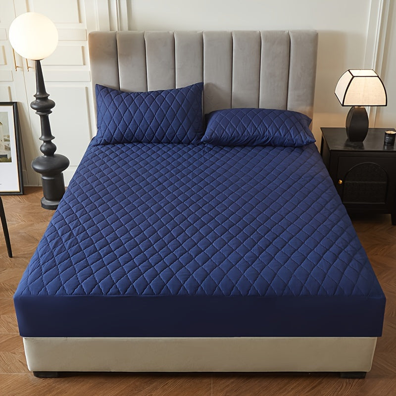 1pc Layered Solid Color Waterproof Mattress Protector Cover