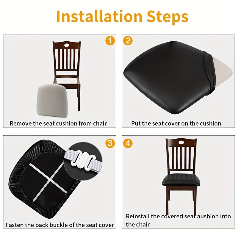 4/6pcs Waterproof PU Leather Dining Chair Slipcovers