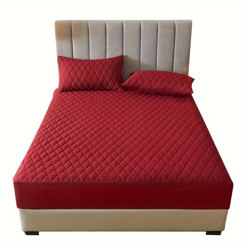 1pc Layered Solid Color Waterproof Mattress Protector Cover