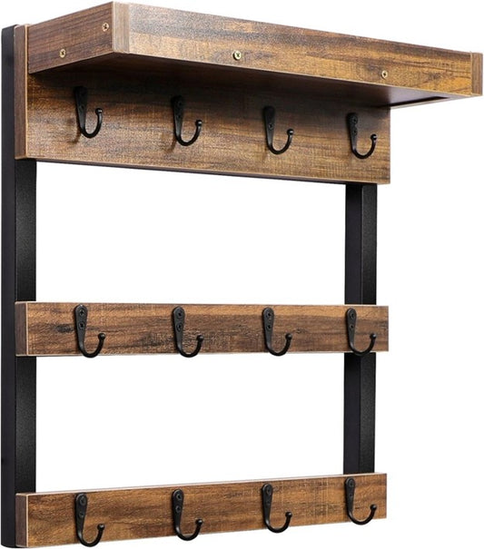 Wall Mounted 1pc Rustic Wood Mug Organizer