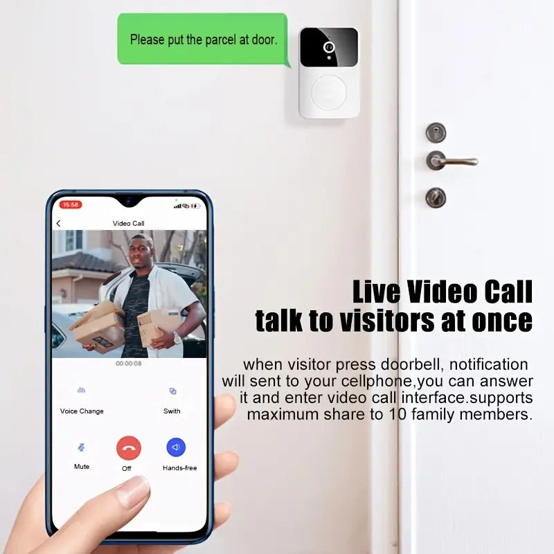 Wireless Video Smart Doorbell With Intercom
