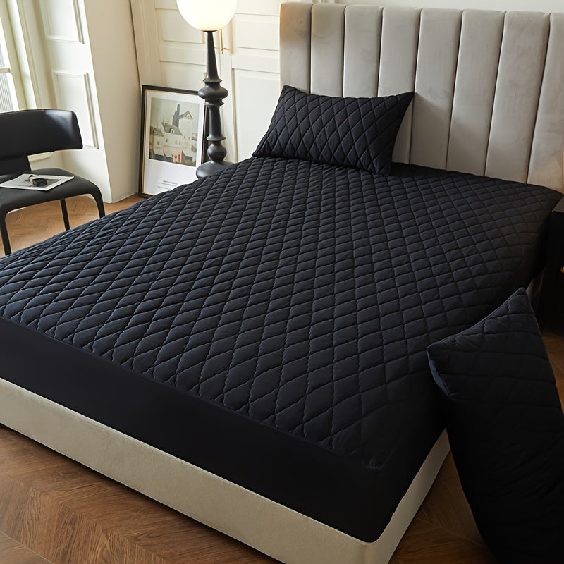 1pc Layered Solid Color Waterproof Mattress Protector Cover