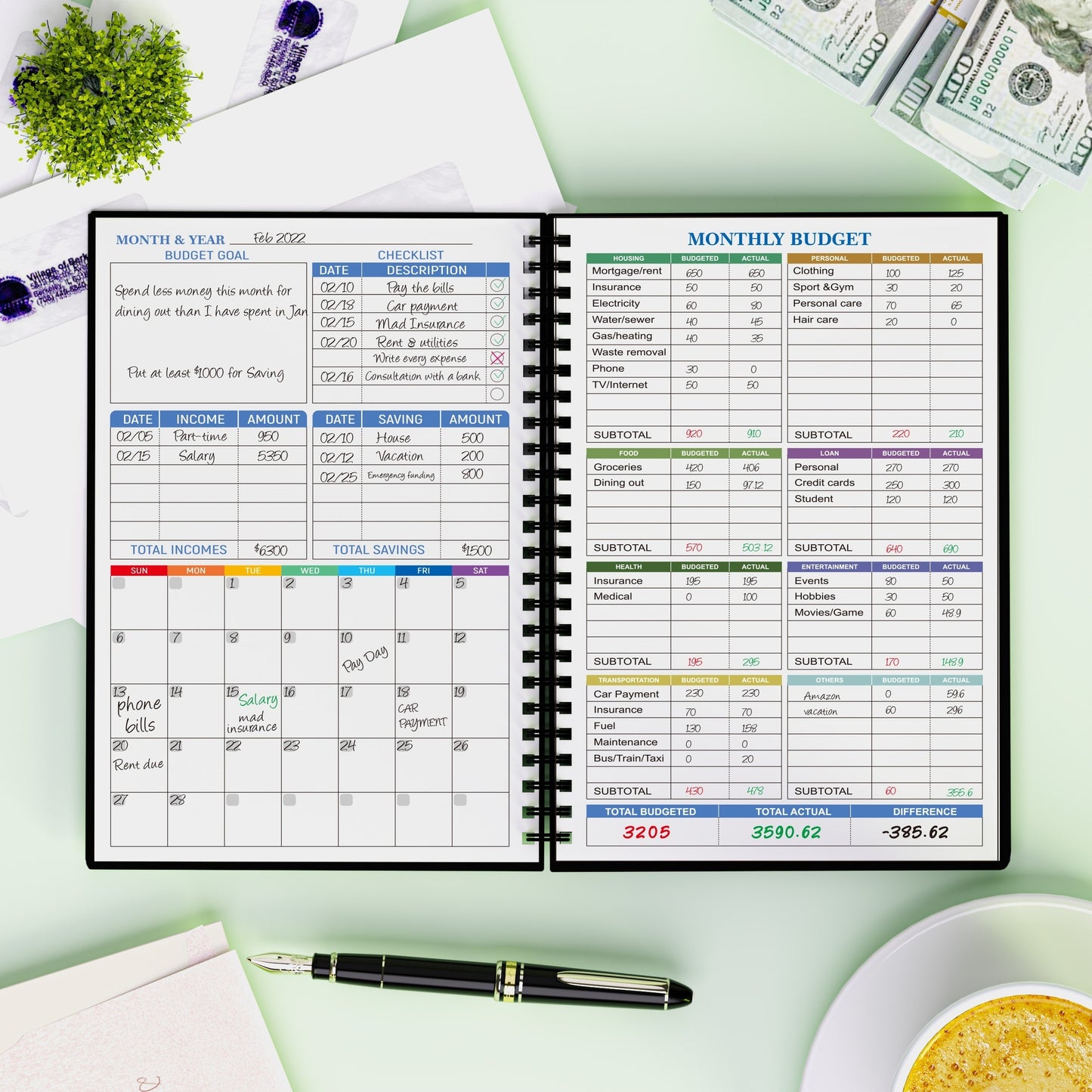 1pc Budget Planner Monthly Finance Organizer