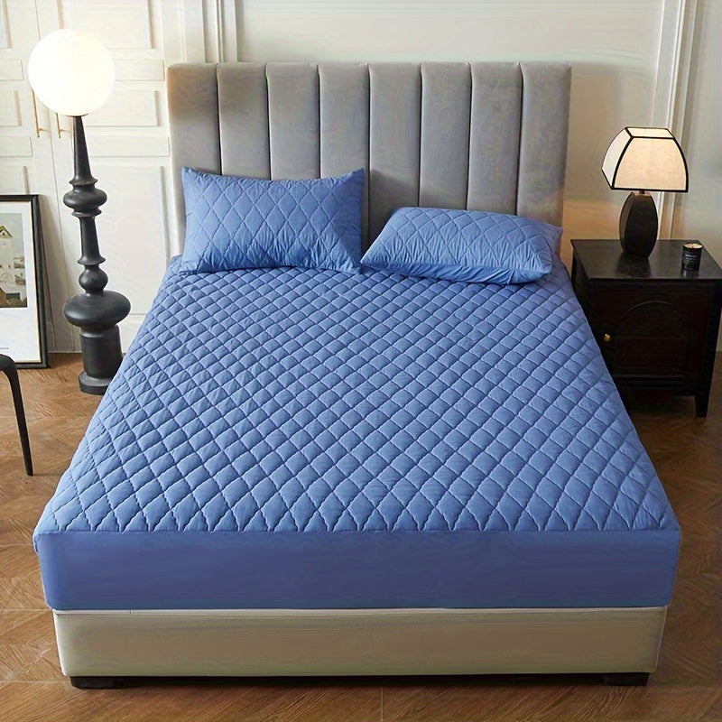 1pc Layered Solid Color Waterproof Mattress Protector Cover