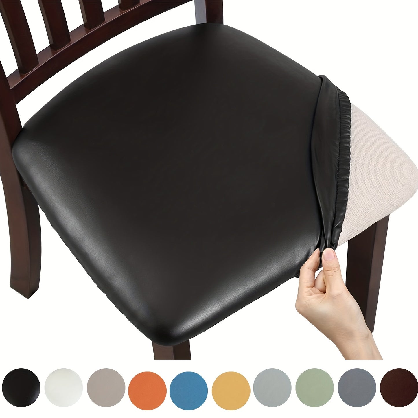 4/6pcs Waterproof PU Leather Dining Chair Slipcovers