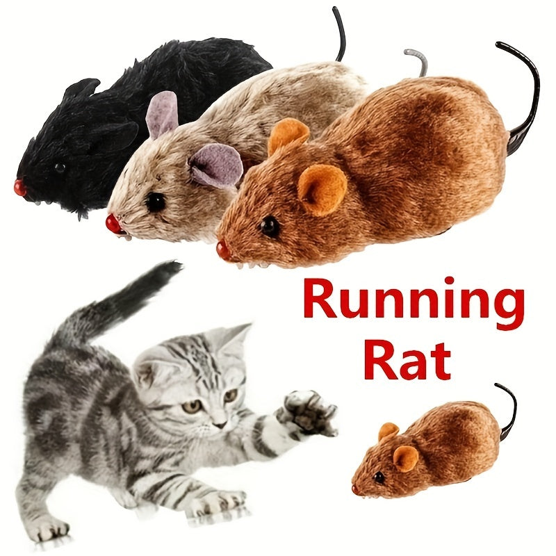 1pc Wind Up Plush Mouse Toy For Indoor Cats